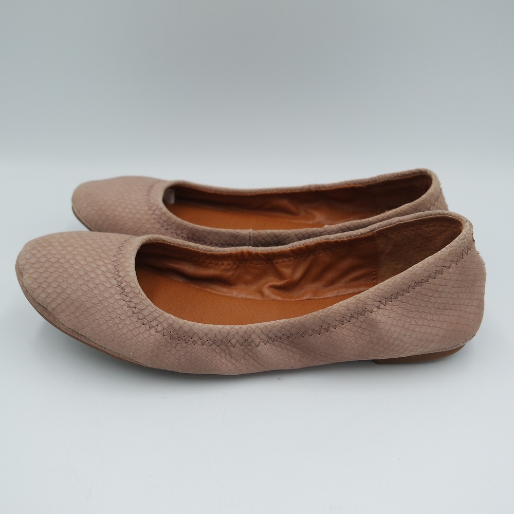 Lucky Brand Emmie Ballet Flats Blush Pink Snakeskin Embossed Leather Shoes 7.5 M